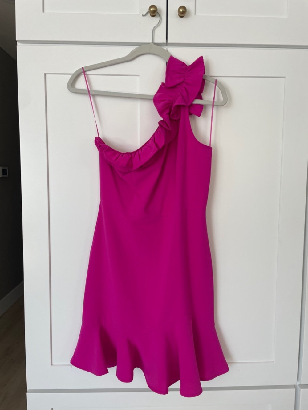 TCEC Hot Pink One-Shoulder Ruffle Dress